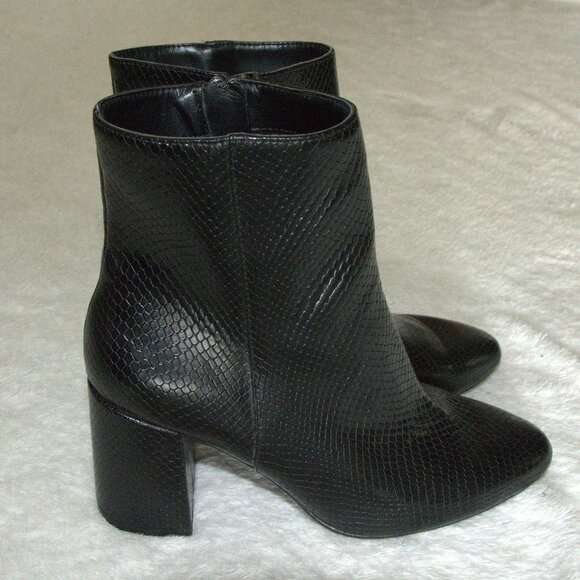 Berska Women's Black Block Heel Ankle Boots Snake Skin Print size 38 - Picture 1 of 8